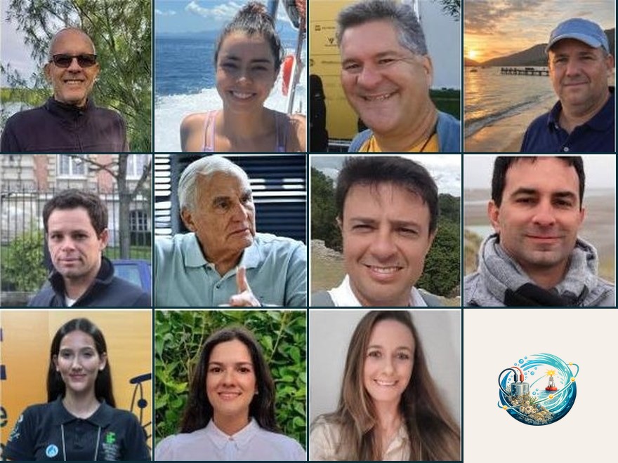 Mosaico com fotos da equipe do projeto Bioē